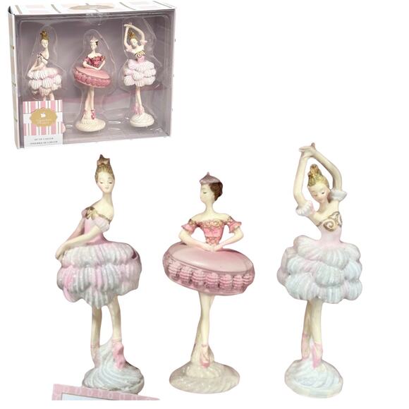 Sugar Plum Dreams Ballerina Figurines 3 Ballet Fairies Decor Pink Macaron New - Picture 9 of 9